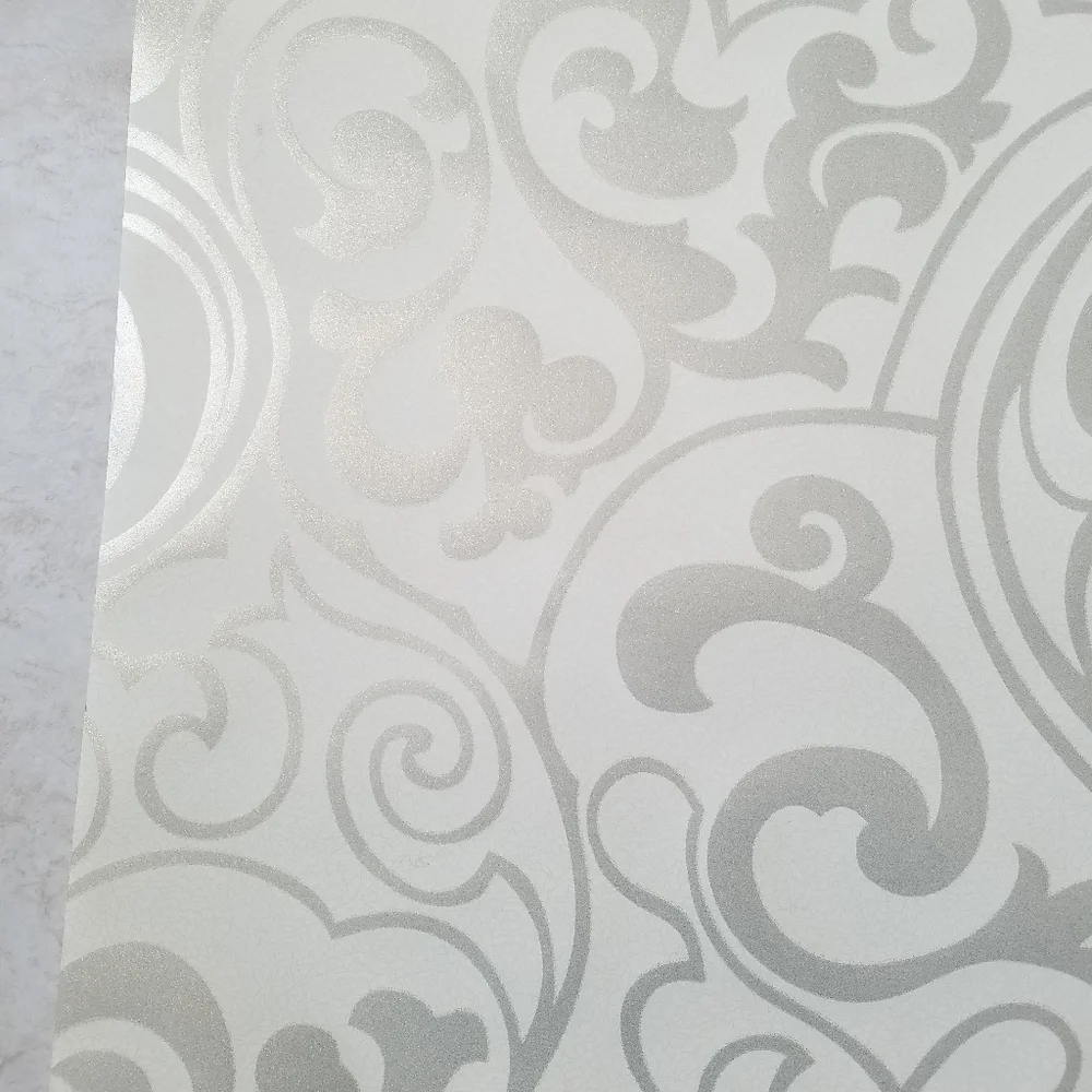 Wallpaper Her Divine Silver Glitter Swirls